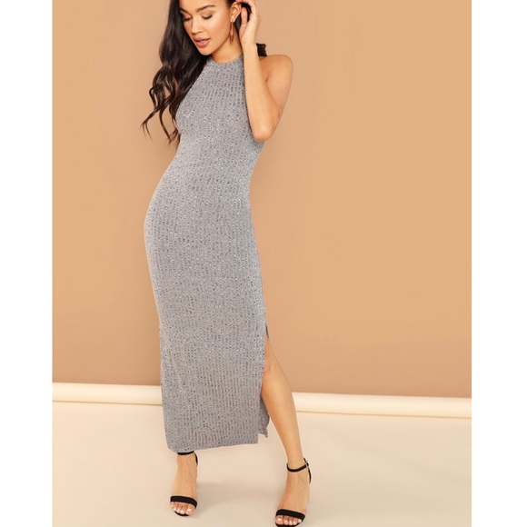 🍒💋 Space Dye Open Back Split Maxi Dress - Picture 2 of 6